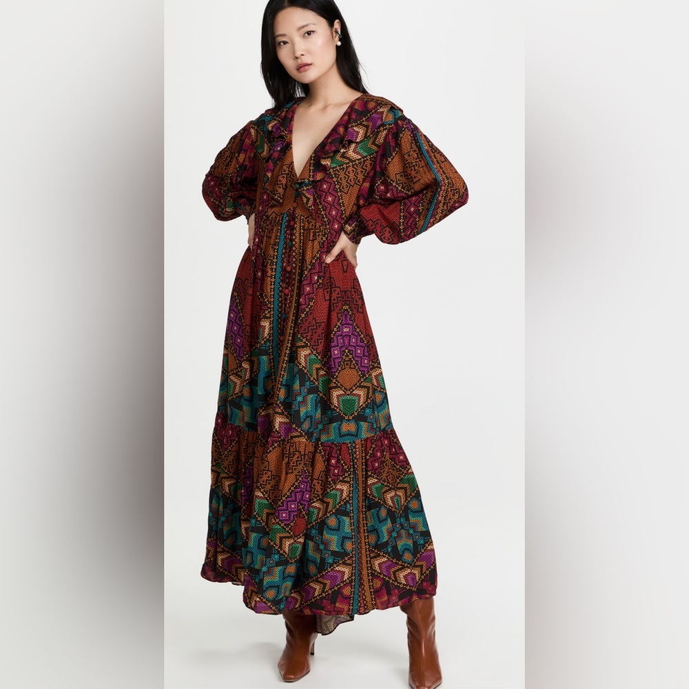 NWT Farm Rio Yawanawa Stripes Ankle Dress - Picture 10 of 15